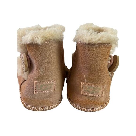 Ugg Lemmy 1012146I Baby Girl Pink Moccasisn Shearling Lined Suede Boots 4 / 5 - Picture 11 of 16
